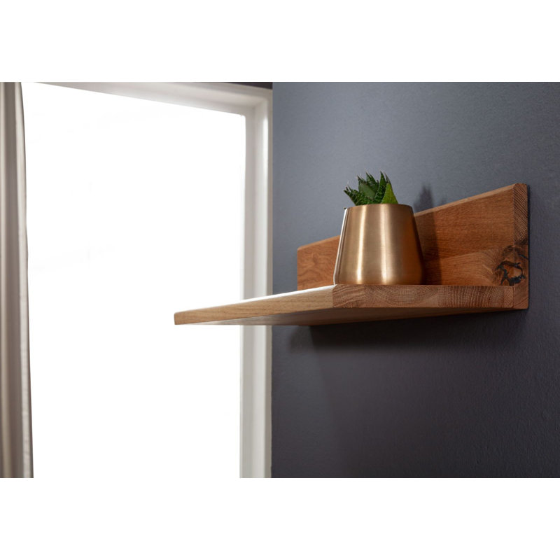 Frankfurt Oak Solid Wood Floating Shelf, 19cm H x 49cm W x 20cm D