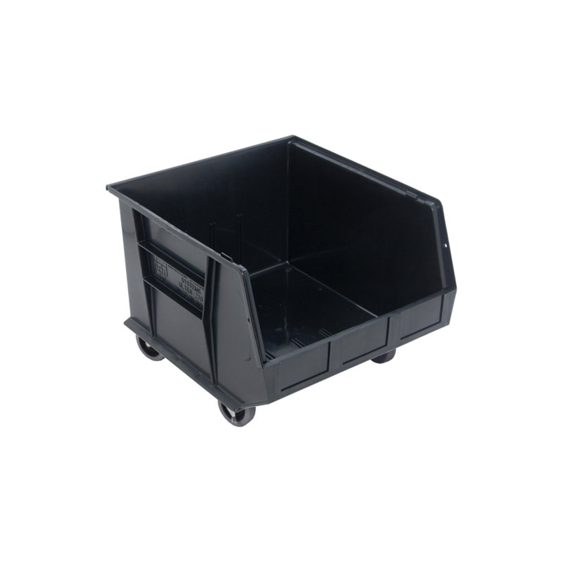  QUS275MOBBR - Ensemble de 3 bacs de rangement mobiles en plastique recyclé ultra empilables et suspendus L 18 po x l 17 po x H 14 po