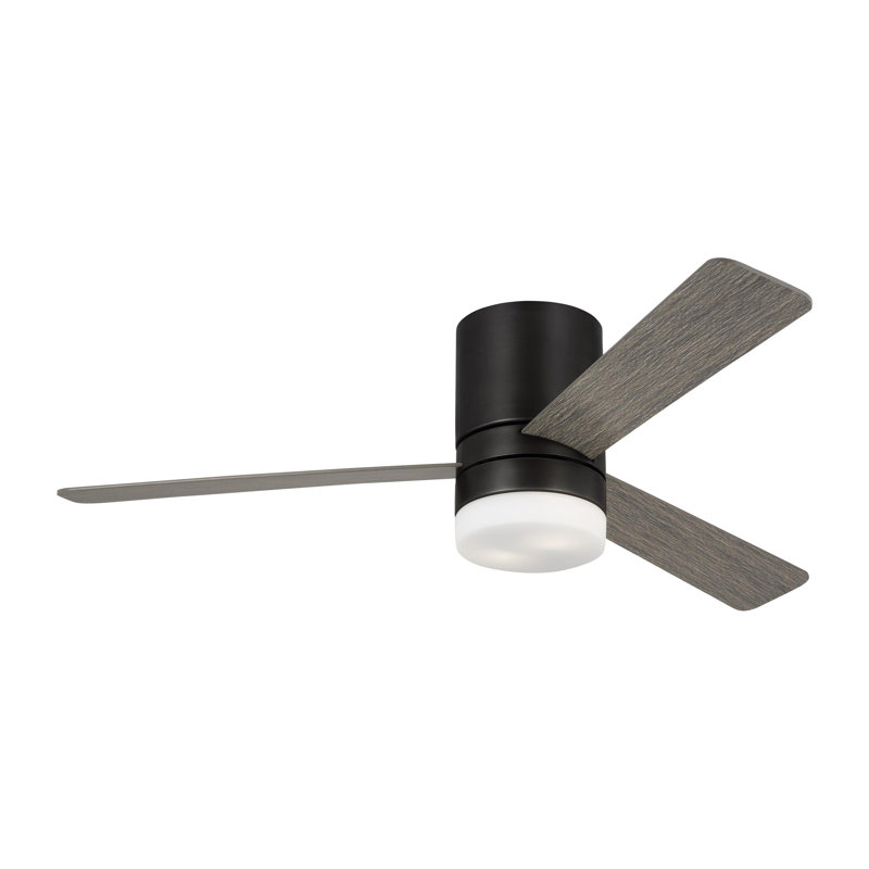 Ventilateur de plafond avec lumières DEL Kris, Gris clair / chêne vieilli, Étain vieilli, 52"