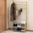 Gold-Colored Metal Floor-Standing Coat Rack With Built-In Shelves And Hooks; Suitable For Use In Hallways, Bedrooms, And Offices; Can Store Clothes And Bags.-610073040