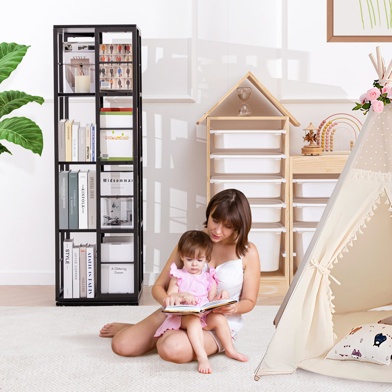 Bibliothèque rotative, étagère pivotante en bois à 360 degrés, étagère de rangement étagère sur pied étagère pour petits espaces, chambre à coucher, salle d'étude