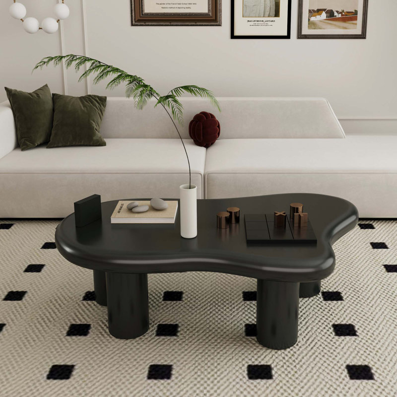 Table basse moderne en forme de nuage pour le salon, Noir mat, H 13,78 po x L 39,37 po x l 27,56 po