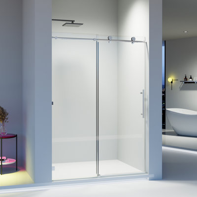 Bafv 50-54" W x 76" H Frameless Shower Door Single Sliding Soft-Close with 5/16"(8mm) Tempered Glass