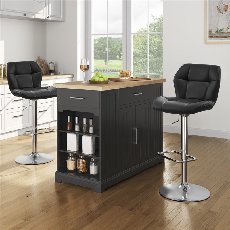 color Swivel Yes Upholstered Steel Faux Leather Yes Bar Stool, Black