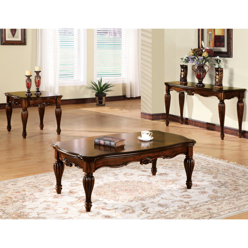 Table en placage de cerisier traditionnel avec surface rectangulaire et bois classique sophistiqué pour surface de vie principale