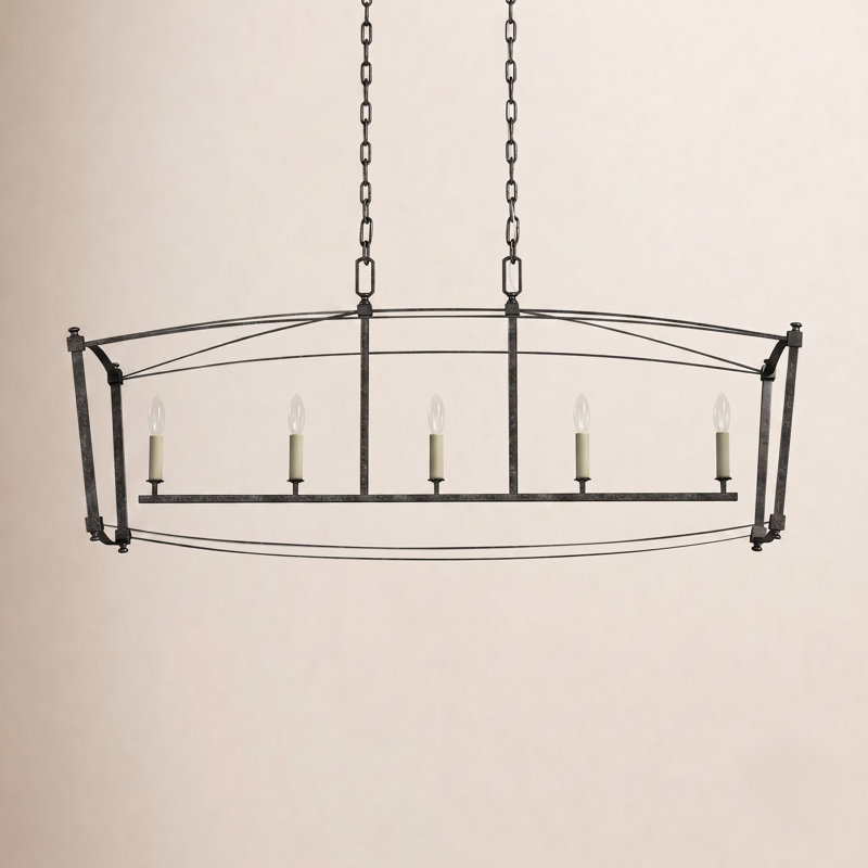 Olive 5-Light Linear Pendant, Smith Steel