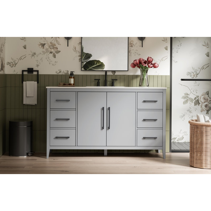 Meuble-lavabo simple 60 po, Gris
