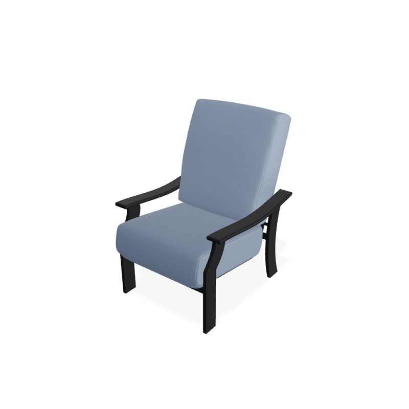 St. Catherine Outdoor Lounge Chair, Canvas Air Blue Sunbrella® Canvas, Textured Black