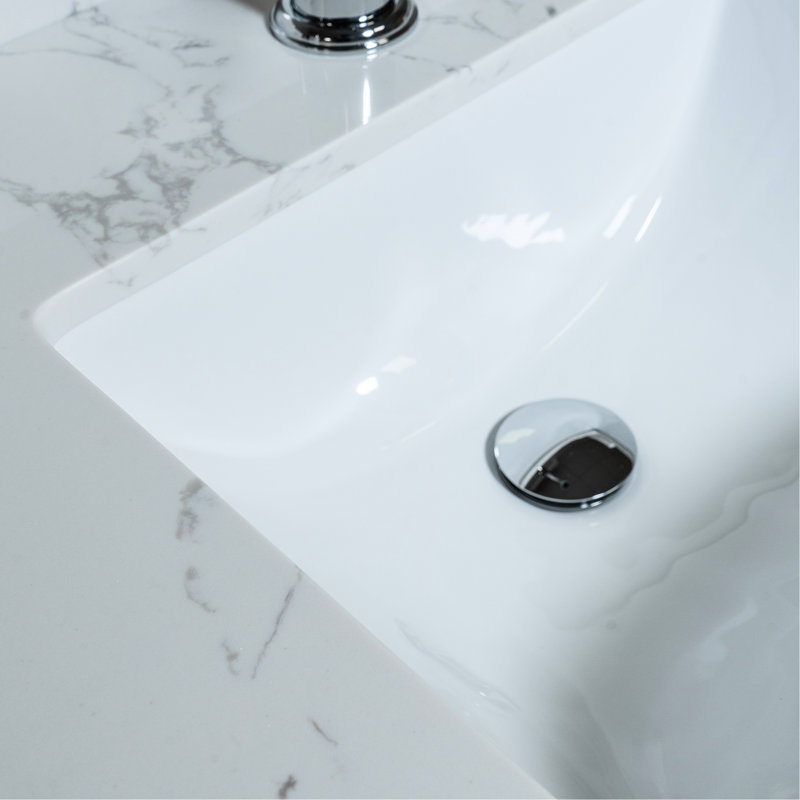 Élégant comptoir de meuble-lavabo 31 po - Pierre d'ingénierie avec lavabo en céramique 31 po