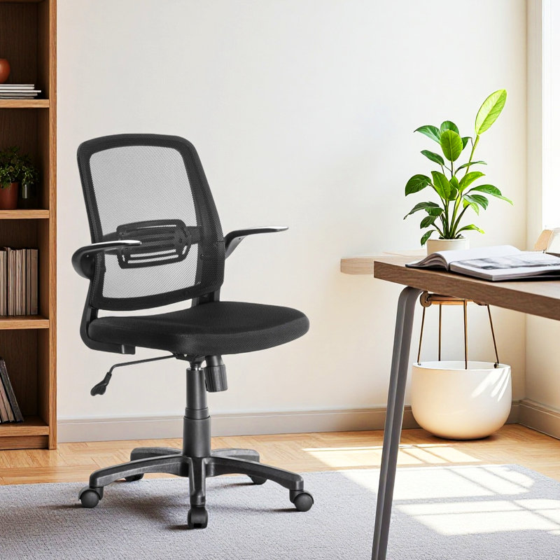 Chaise de travail ergonomique en filet avec accoudoirs rabattables