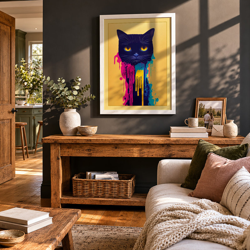 Cat In Colour Modern - Print, A3 - 42.0 x 29.7 cm, White