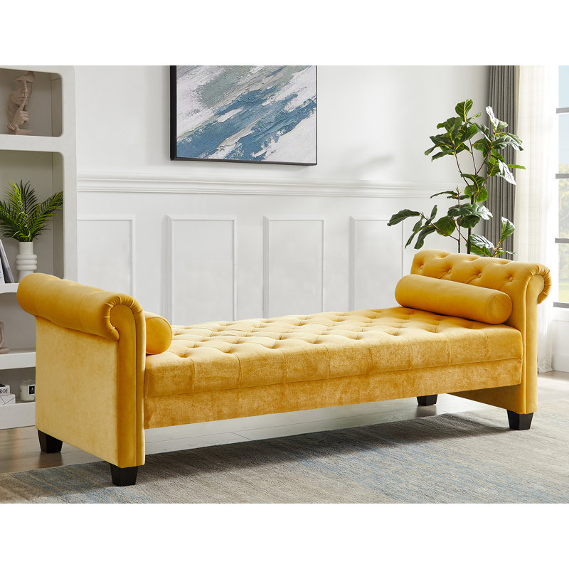 Banc recouverts de tissu d'ameublement, Jaune