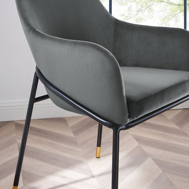 Jovi Performance Velvet Dining Armchair, Gray