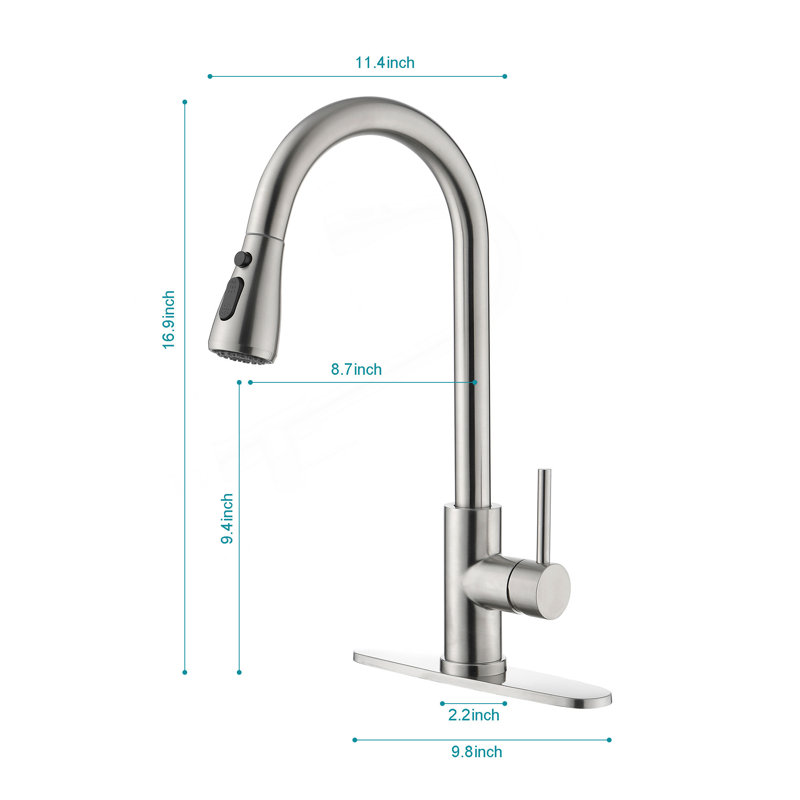 Single Handle Kitchen Sink Faucet With Pull Out Sprayer
