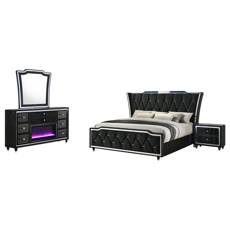 Schum 4-Piece Queen Bedroom Set Black, Queen