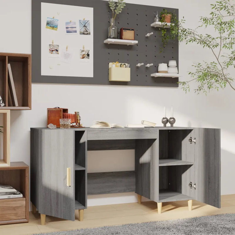 140Cm W Rectangular Computer Desk, Grey Sonoma