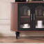 Buffet en bois massif noir et noyer