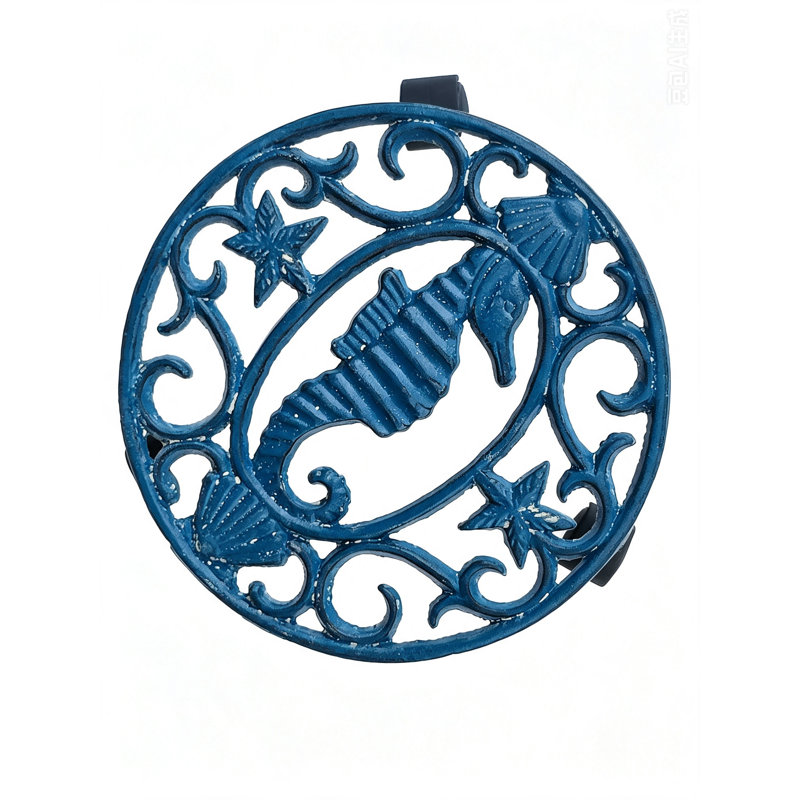 Ensemble de 2 plantes en forme d'hippocampe en fonte, Blue