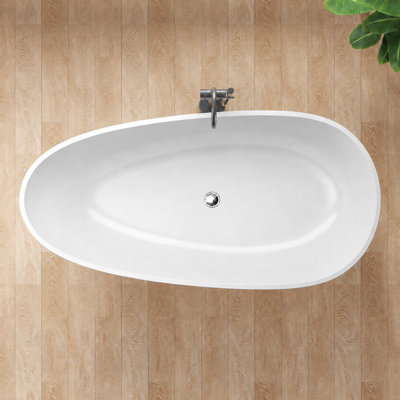 Fiume 66.875'' x 33.375'' Soaking Stone Bathtub