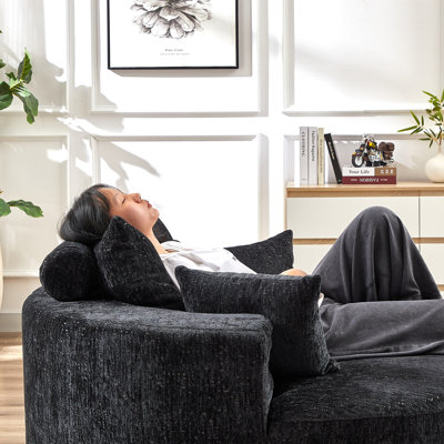 Canapé-lit simple en éponge de 55 pi en chenille de 55 pi, aucun assemblage requis, fauteuil-lit moderne moelleux pour le salon, la chambre à coucher, le salon et la salle de projection (pas une chaise pivotante)