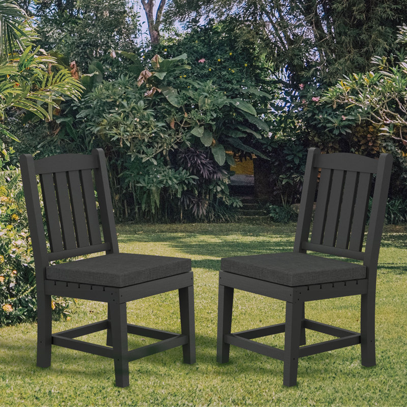 Chaise d'appoint de patio avec coussin, Structure noire / coussin noir