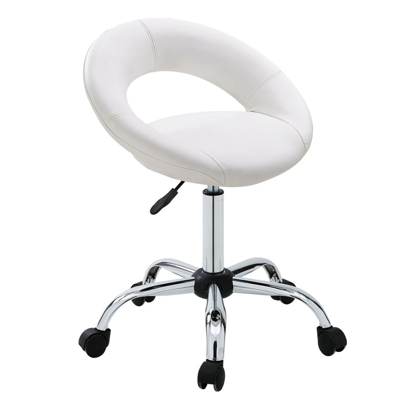 Kurt Backed Adjustable Height Lab Stool Wheels, White