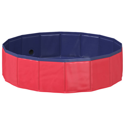 vidaXL Foldable Dog Swimming Pool Red and Blue 31.50 x 31.50 x 7.87 in