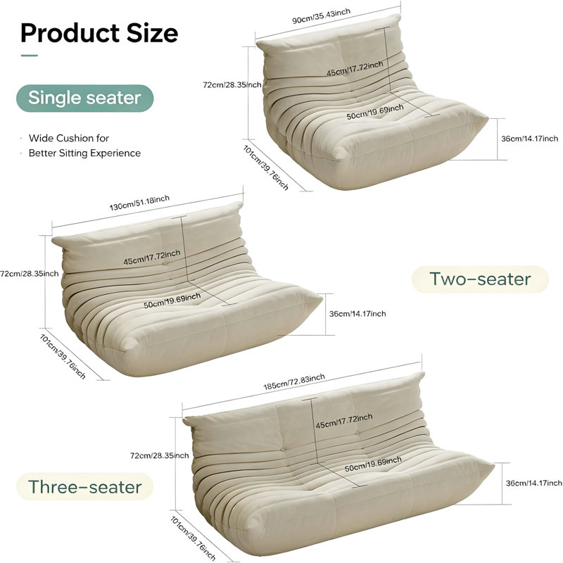 Bean Bag Chair for Adults, Memory Foam Beanbag Sofa with High Rebound Sponge, Low Center of Gravity Floor Chair, Soft Velvet Reading Nook Furniture for Bedroom Living Room, No Assembly white 90cm