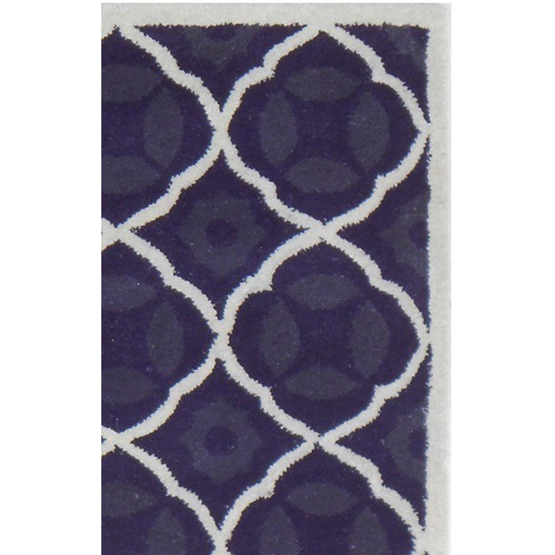 Carolene Hand Tufted Wool/Cotton/Latex Geometric Rug in Purple/Ivory, Runner 2'3" x 9'