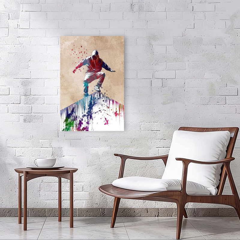 «Dynamic Parkour Splash», art mural urbain coloré et énergétique abstrait, 36" H x 24" W