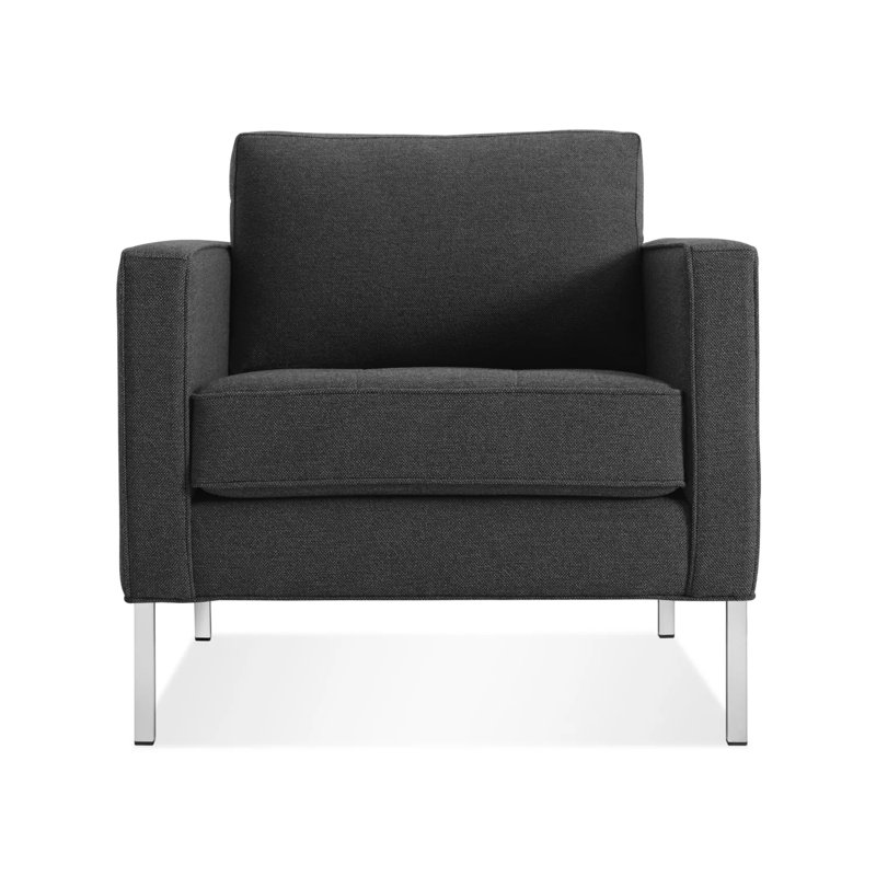 Paramount Tufted Armchair, Stainless Steel, Otter Velvet Polyester Blend
