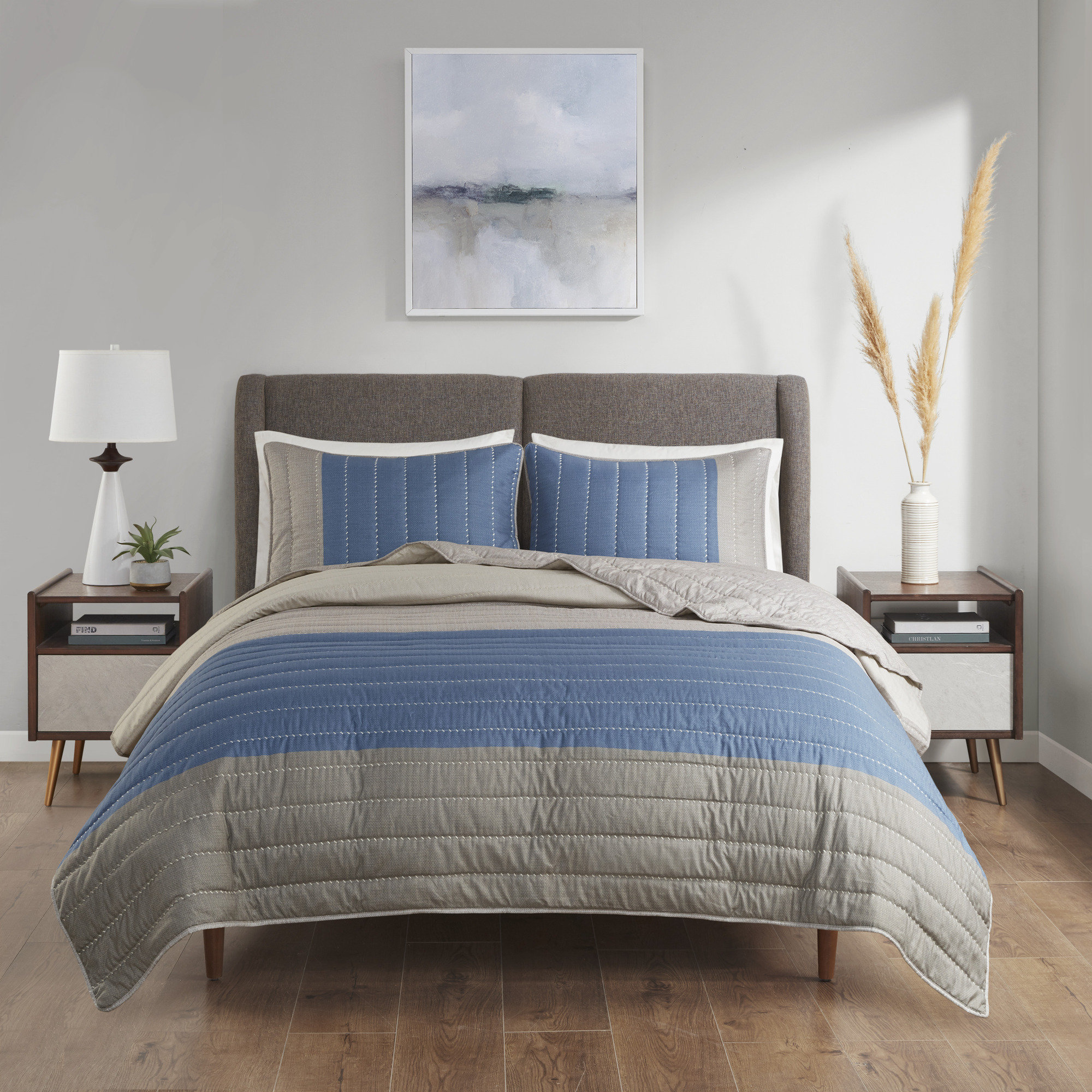 510 Design 3 Piece Printed Colour Blocking Quilt Set & Reviews ...