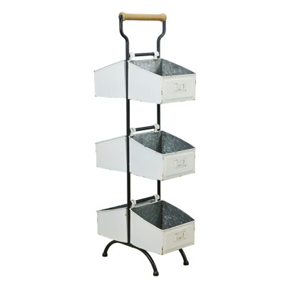 VIP Metal 38 in. White Three Tiered Market Bin