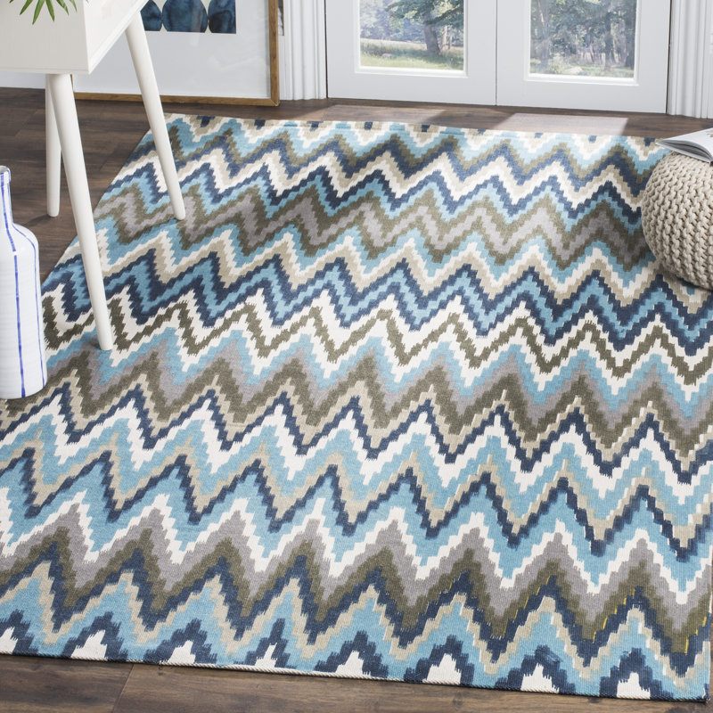 Sonny Cedar Brook Hand Loomed Cotton Chevron Rug, Rectangle 8' x 11'