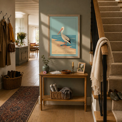 Pelican at Rest Coastal - Framed Print