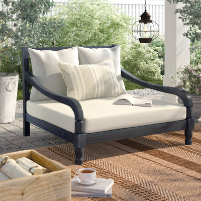 Hallei 35.4" Long Double Chaise with Cushions by Bungalow Rose