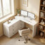Bureau d'ordinateur en L à 6 tiroirs en grain de bois blanc