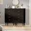 5-Drawer Fluted Storage Cabinet with Gold Handles & Feet | Tall Wooden Chest of Drawers 23x15x41" for Bedroom & Living Room-1923293679