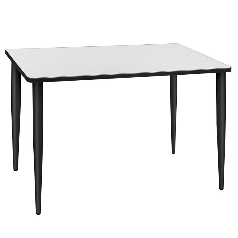 Plateau de table de formation Kahlo, pieds fuselés, H 29 po x L 48 po x l 24 po, Blanc, Noir