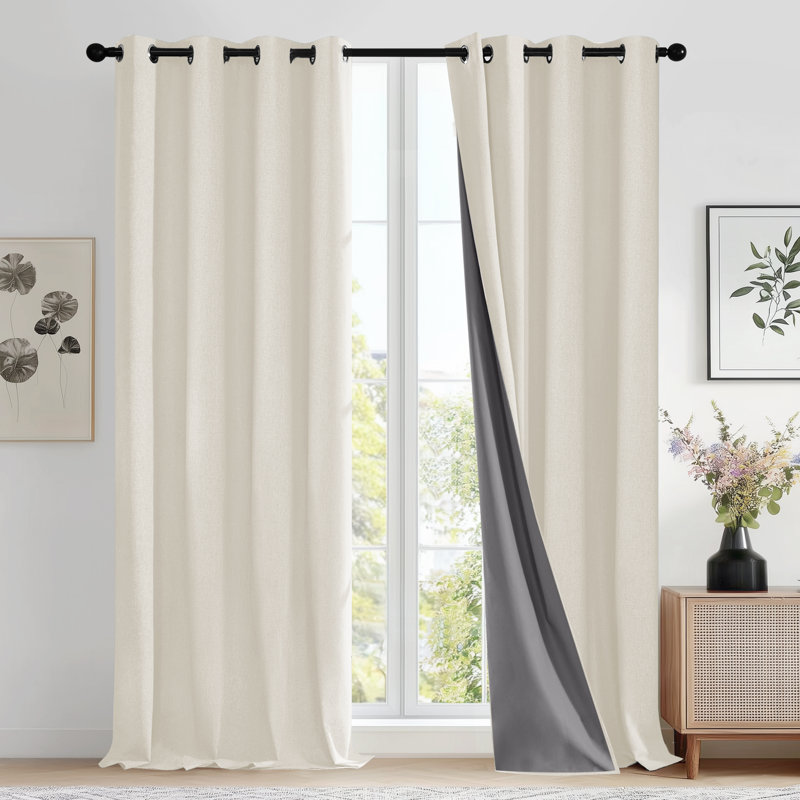 Ipswich Blackout Thermal Grommet Curtain Panels, Cream, 52" W x 84" L