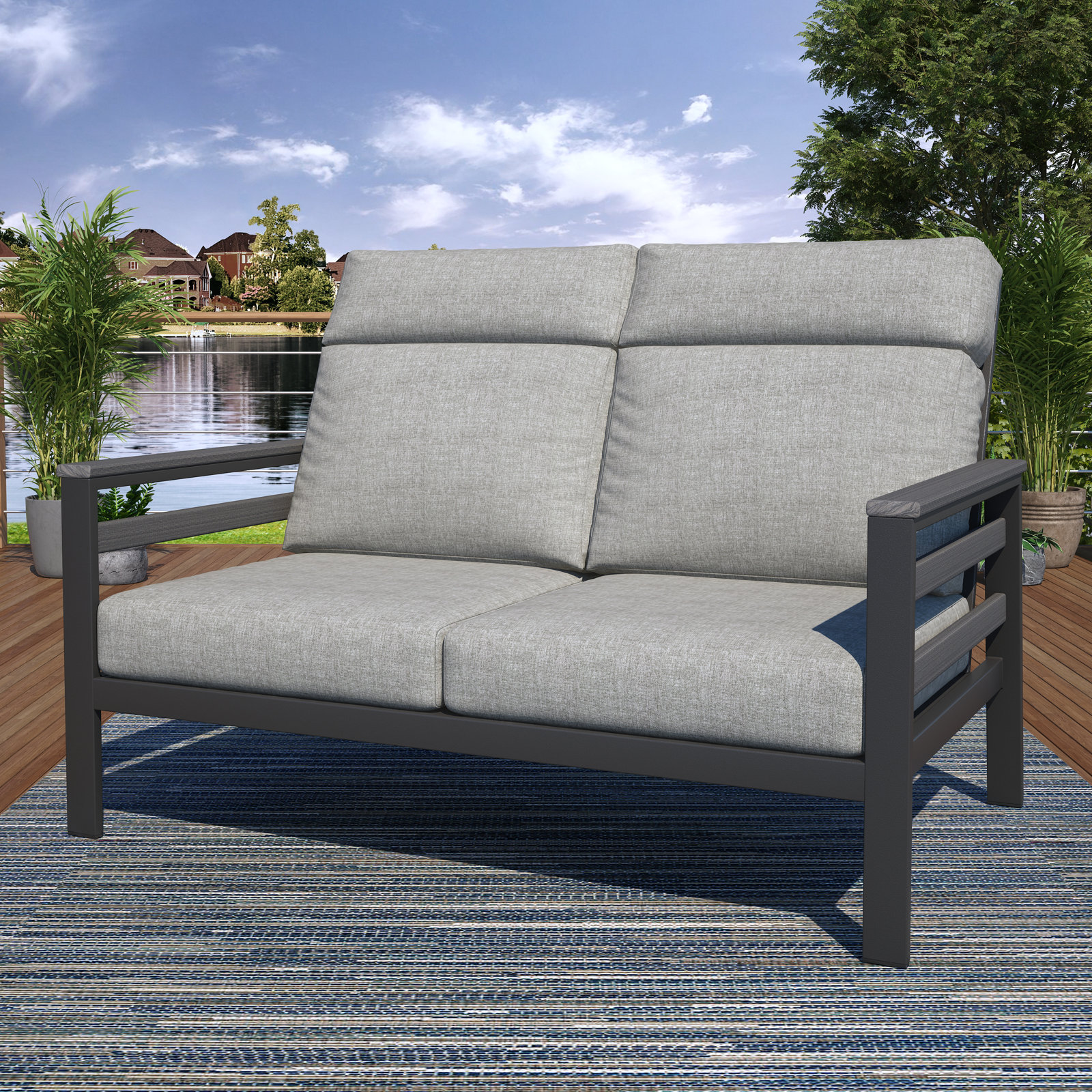Townsend 55" Sunbrella® Patio Loveseat, Canvas Granite, Gray