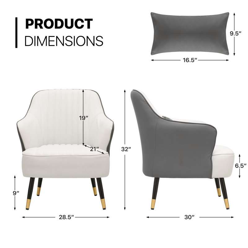 Raymer Barrel Accent Chair Armchair with Pillow, Mid Back Upholstered Sofa for Living Room Home Office