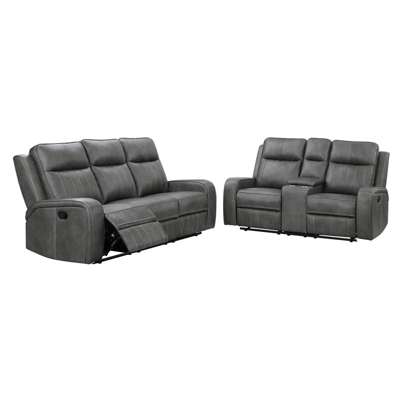 Hemel 2-Piece Grey Motion Reclining Sofa Set