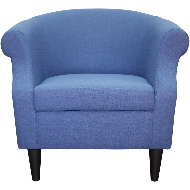 Fauteuil demi-tonneau en polyester Adea, Mélange de polyester bleu marine