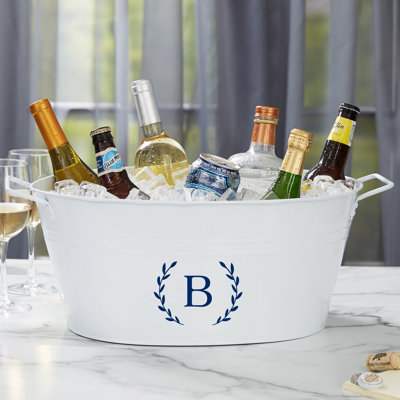 Personalization Mall Laurel White Initial Beverage Tub, B