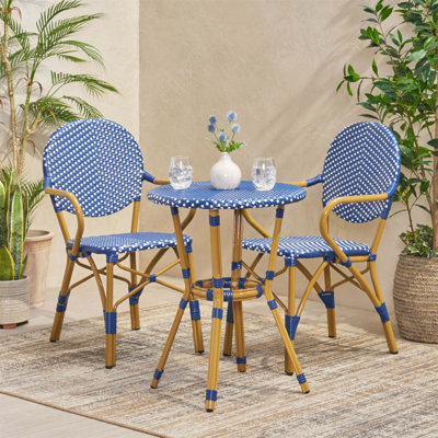 Charming french Set With Rust-Resistant Aluminum Frame And Durable Wicker, Perfect For Outdoor Spaces