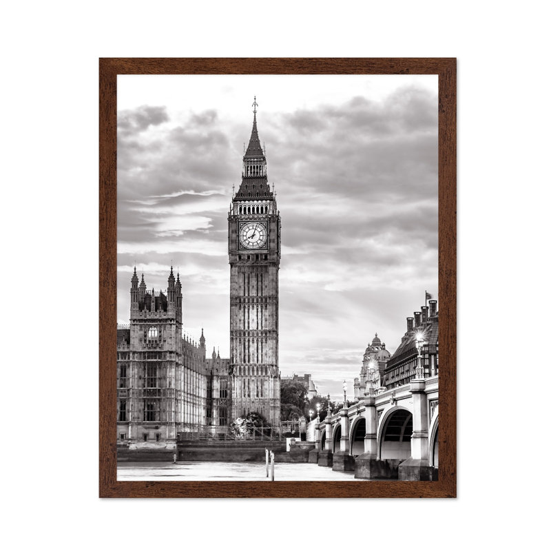 Big Ben, Londres, Poster, 12"H x 16"W, Brown Framed