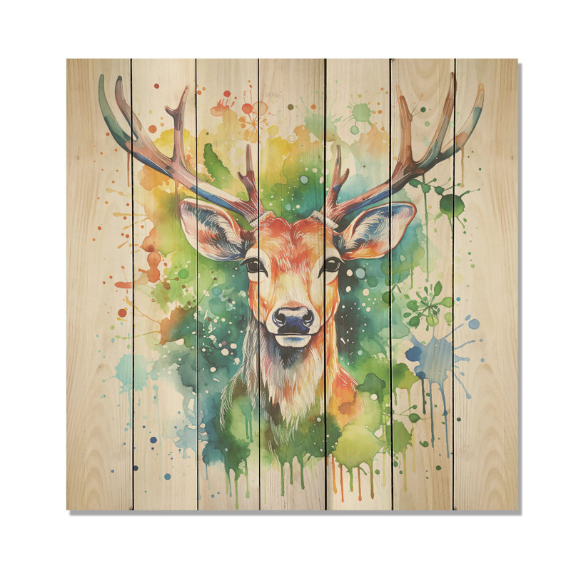 Majestic Forest Deer - Animal cerf sur bois, H 36 po x l 36 po