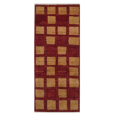 Tapis rouge et chameau noué à la main de haute qualité