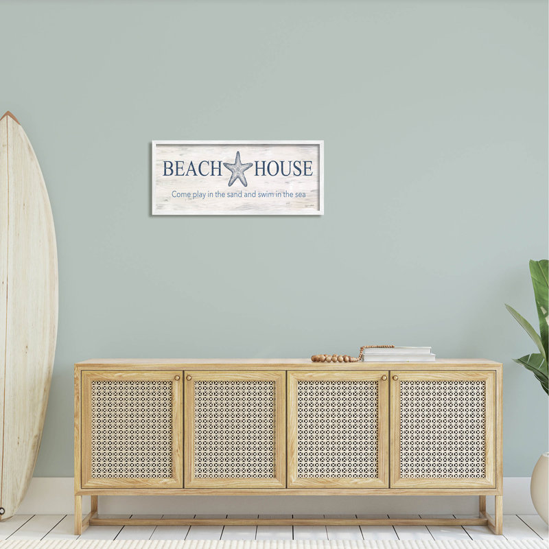 «Beach House Come Play Nautical», estampe numérique par Annie Lapoint, H 13 po x l 30 po x P 1,5 po